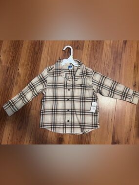 Old Navy Beige Plaid Button-Down Shirt